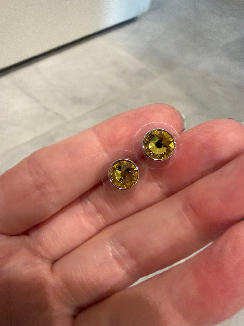 Touchstone Crystal Yellow Crystal Stud Earrings